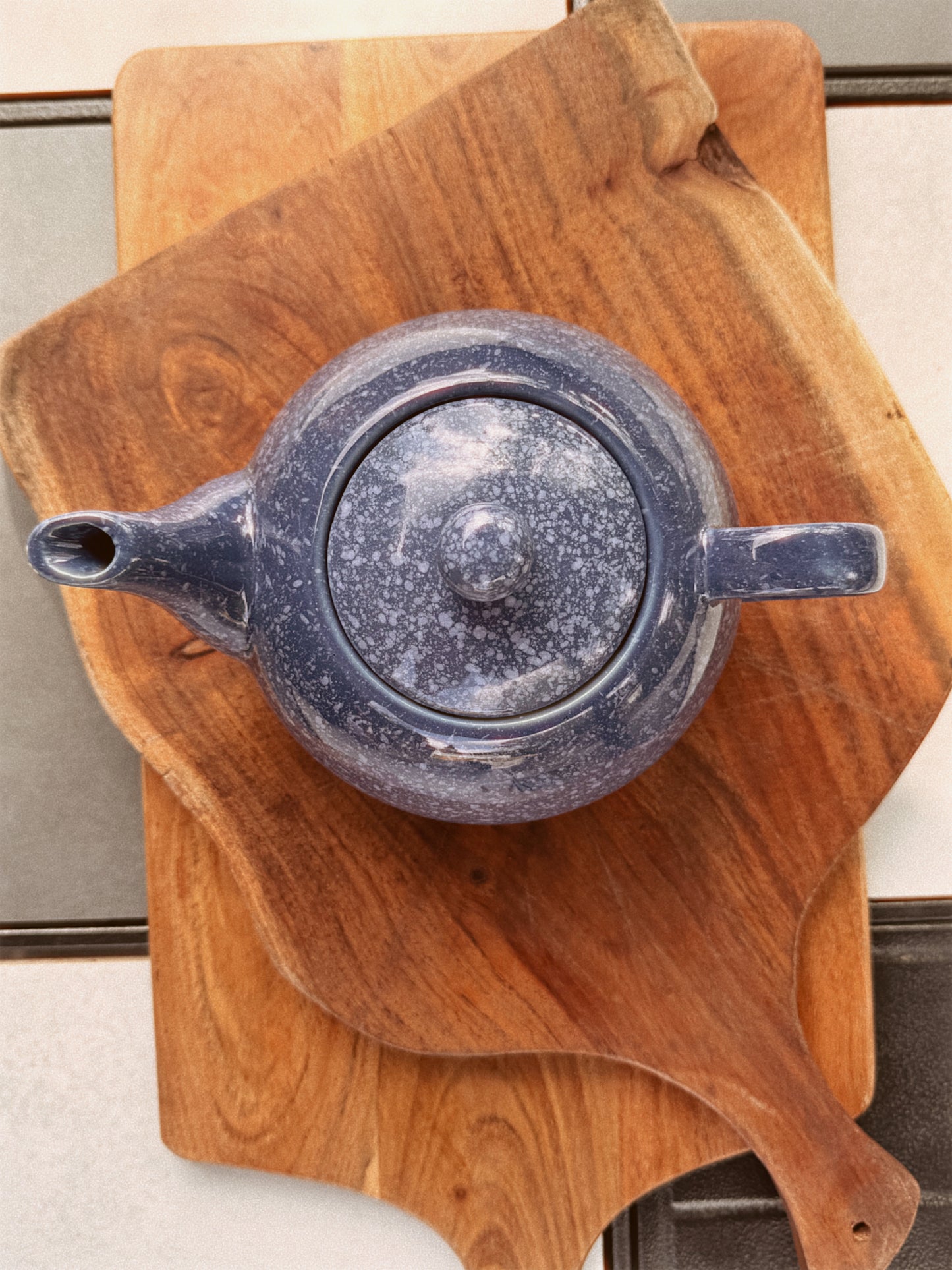 Blue Speckled Ceramic Teapot