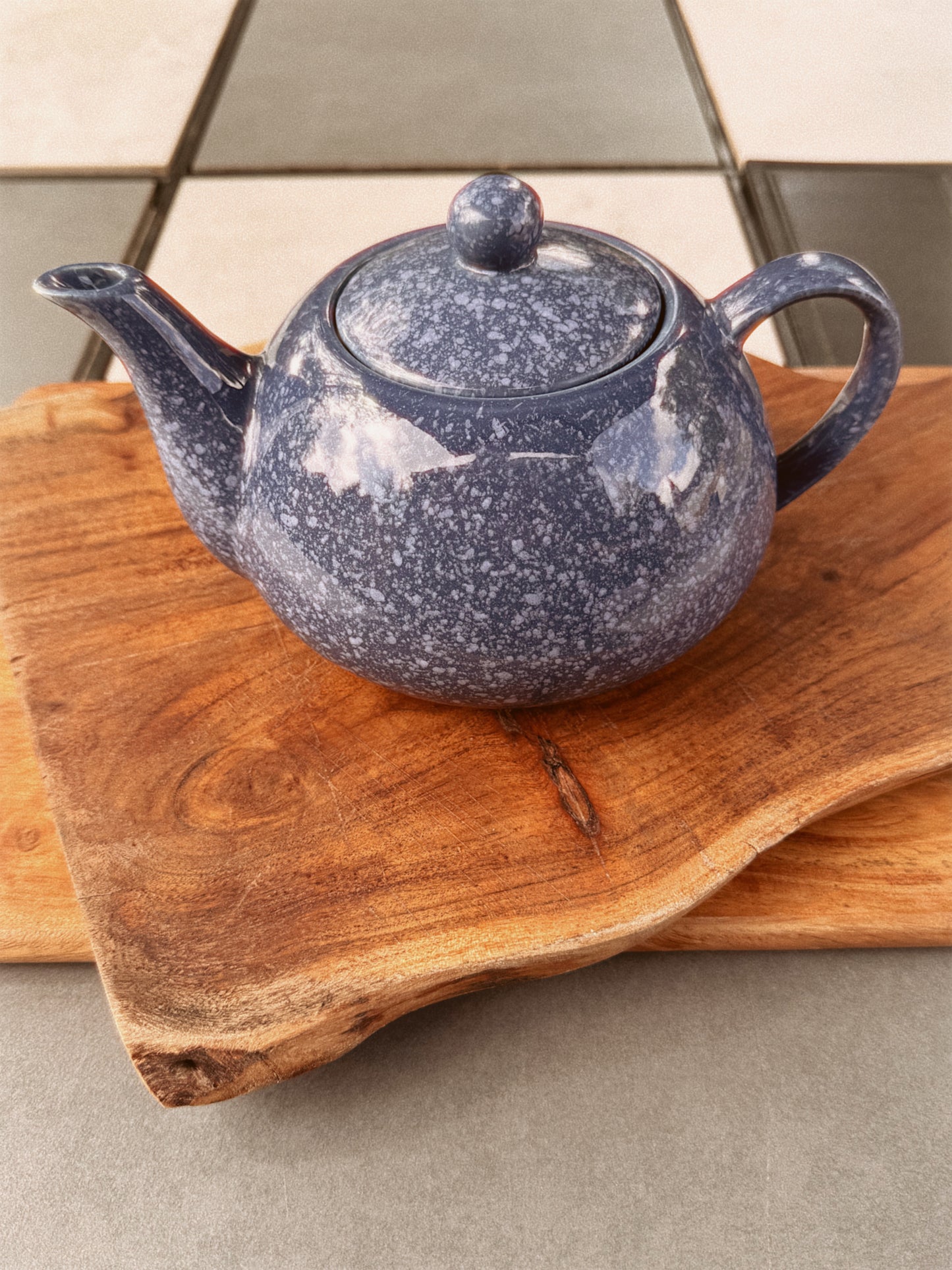 Blue Speckled Ceramic Teapot