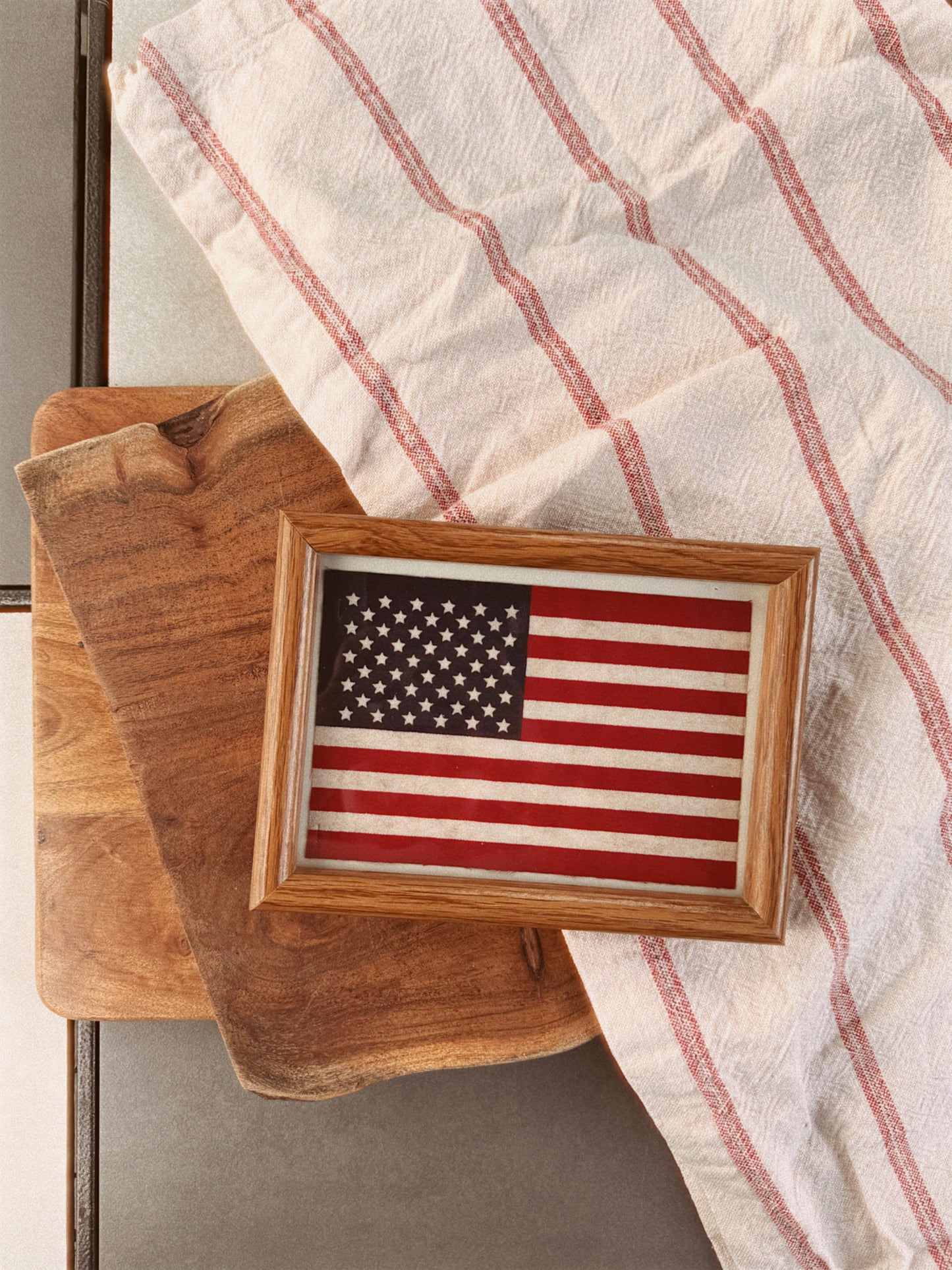 Eased Edge Oak American Flag Frame