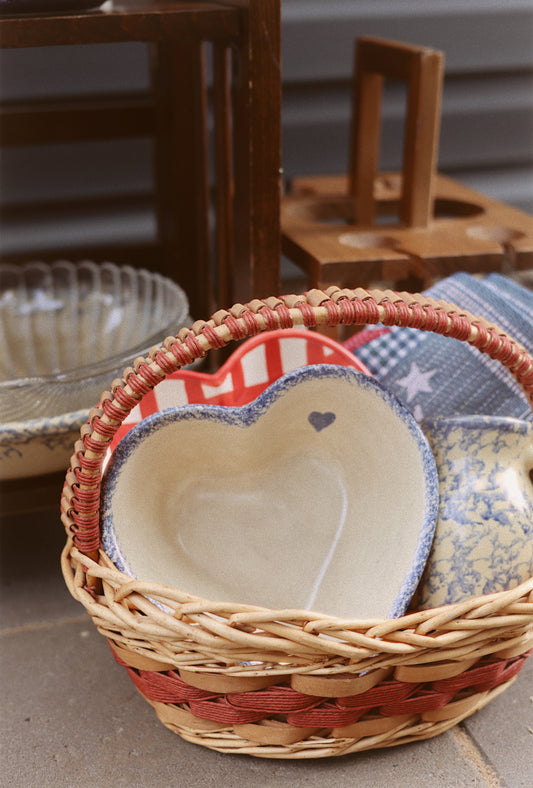 Vintage Oval Basket with Decorative Woven Handle