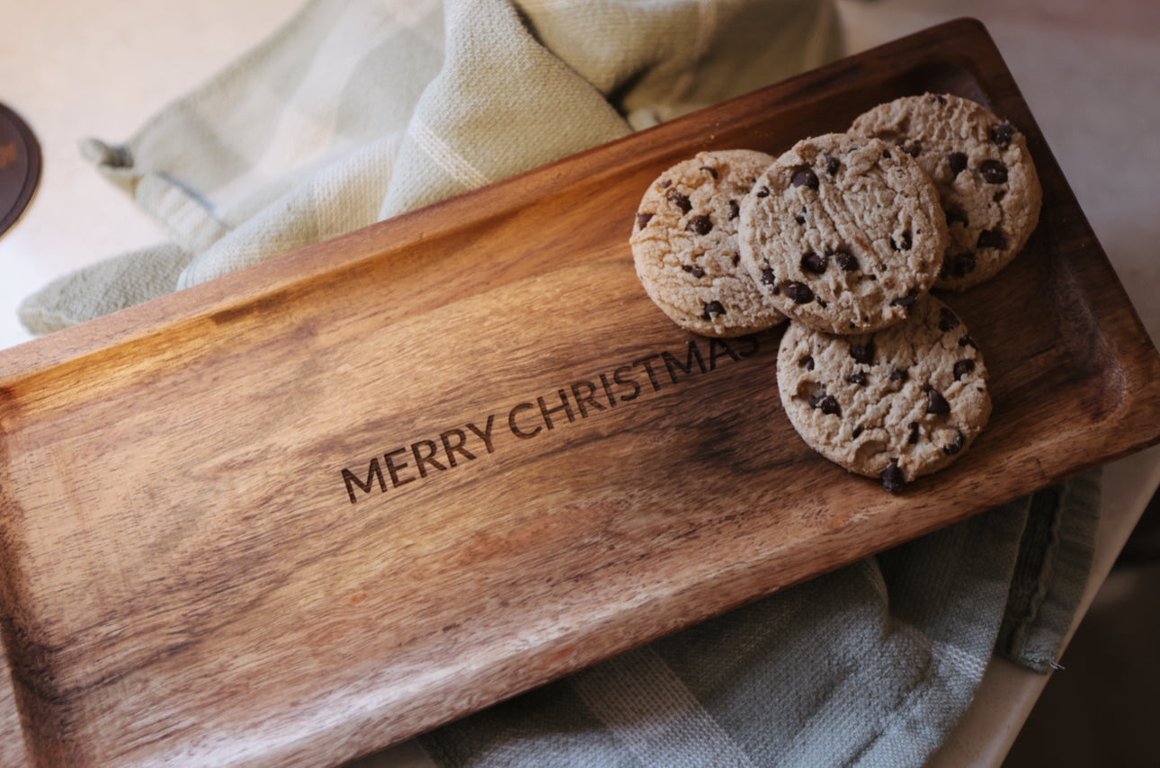 Wood Rectangle Tray, Merry Christmas