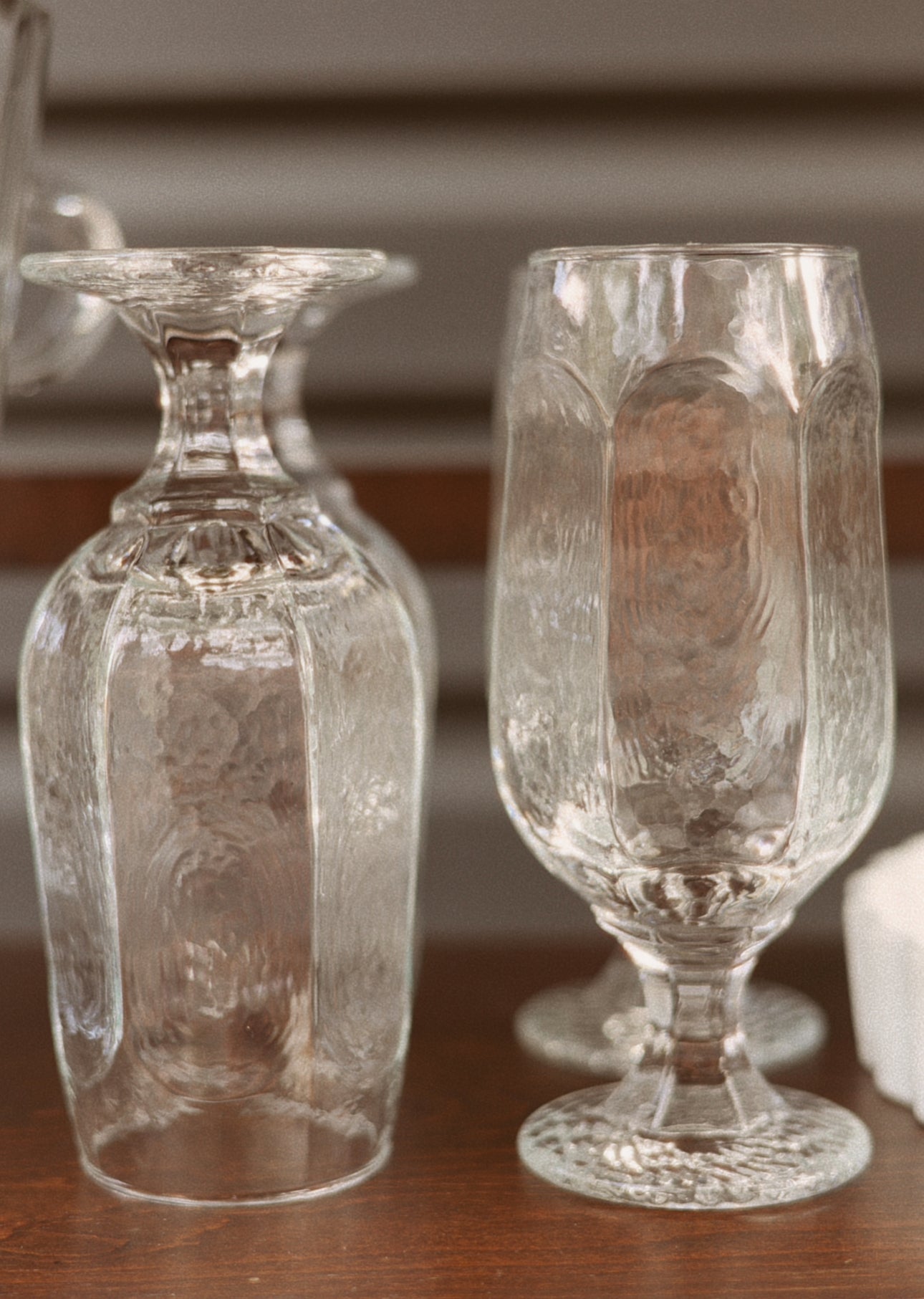 Vintage Libbey Chivalry 7'' Beer Water Goblet Clear Glass Textured Glass