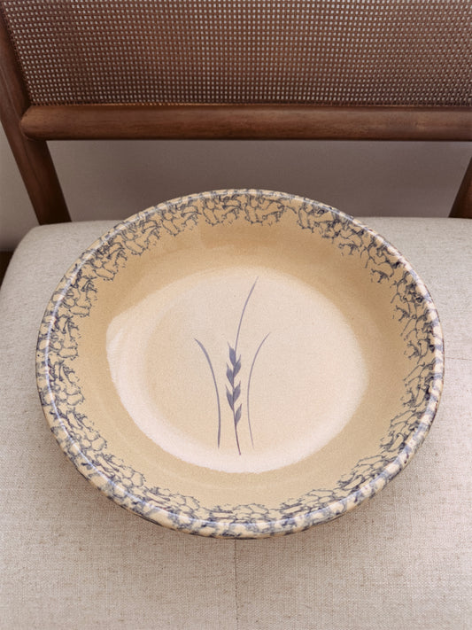 Vintage Roseville Large Pasta Bowl Blue Spongeware 12''