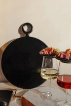 Round Cheese Board with Handle | Black Charcuterie Board