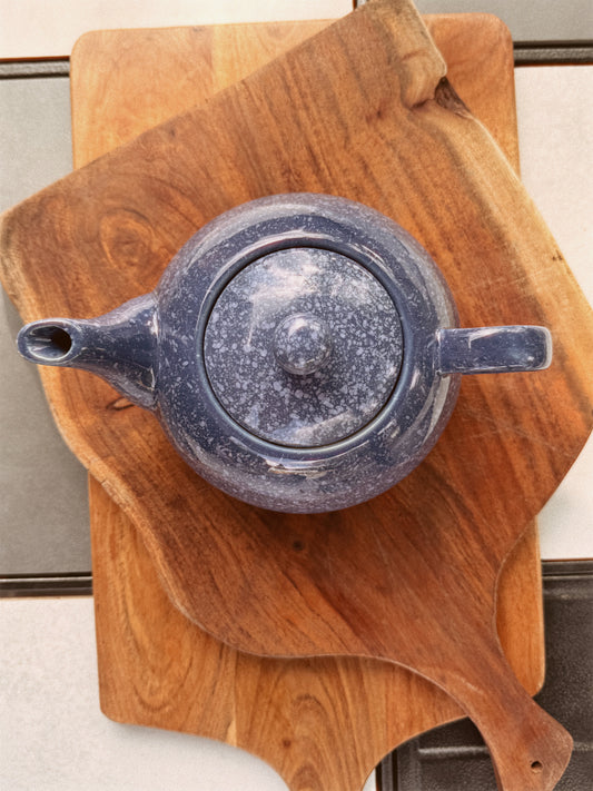 Blue Speckled Ceramic Teapot