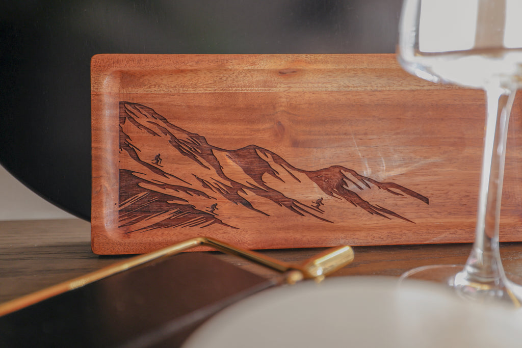 Wood Rectangle Tray, Engraved Nordic Design
