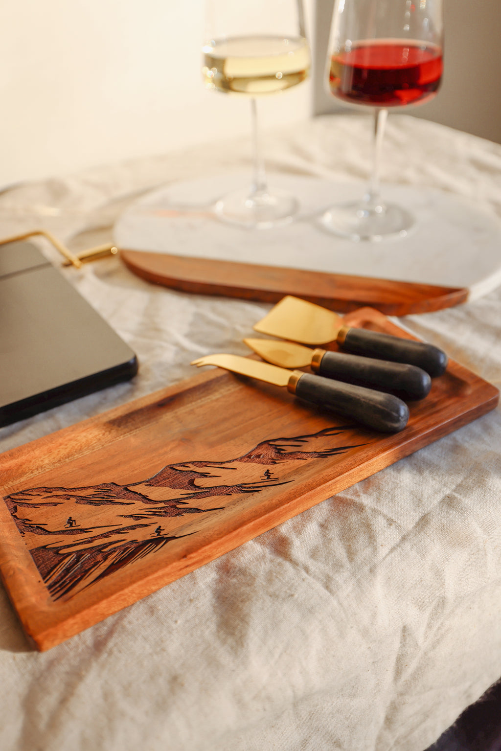 Black Marble Cheese Knives, Set of 3