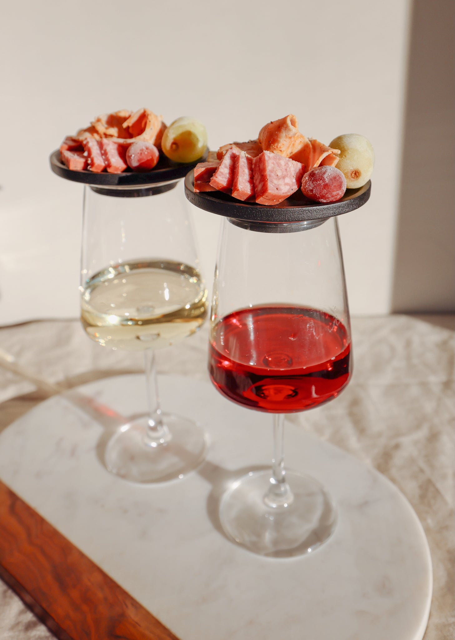 Wine Glass Charcuterie Plates - Set of 4, Black