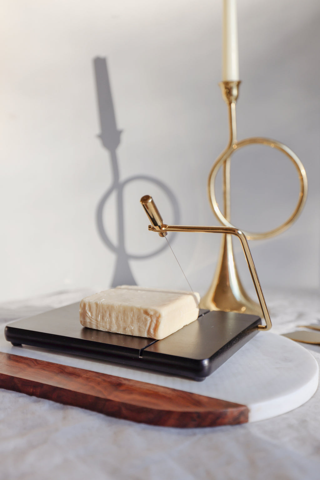 Wire Cheese Slicer, Black Wood