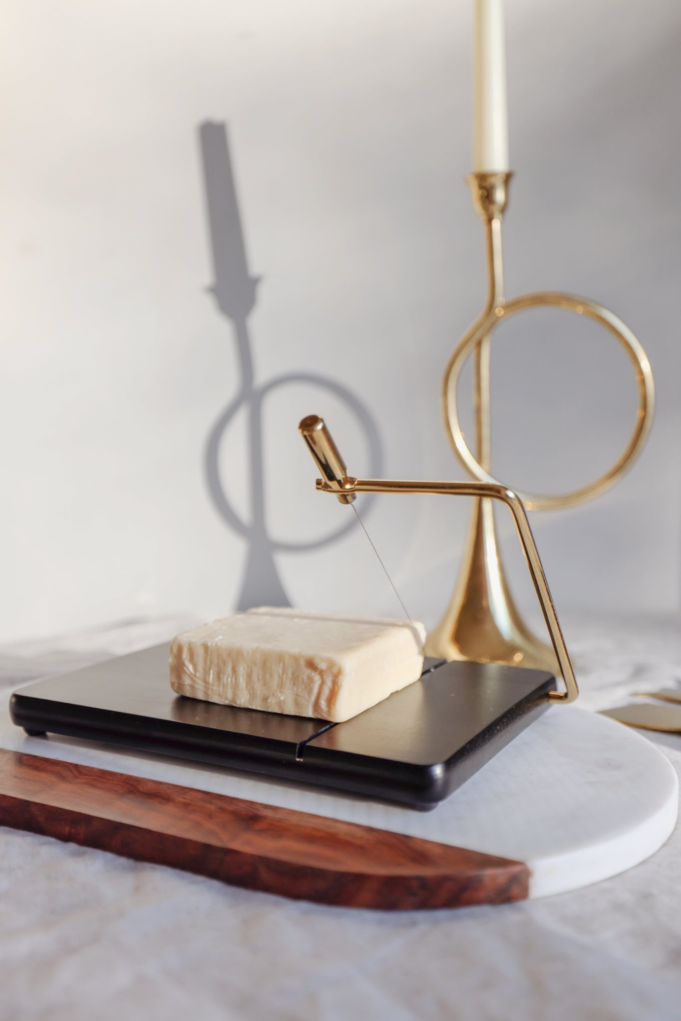 Wire Cheese Slicer, Black Wood