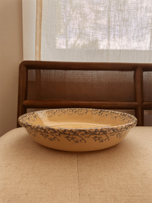 Vintage Roseville Large Pasta Bowl Blue Spongeware 12''