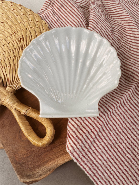 Ceramic Sea Scallop Seashell Trinket Bowl